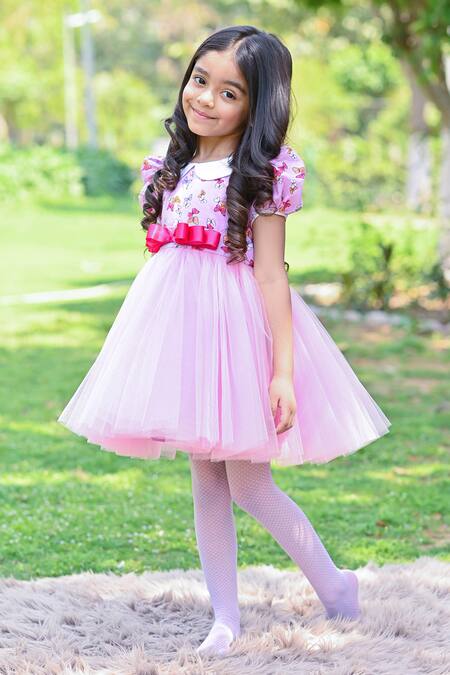 Buy Pink 100 Cotton Printed Butterfly Ballerine Dress For Girls